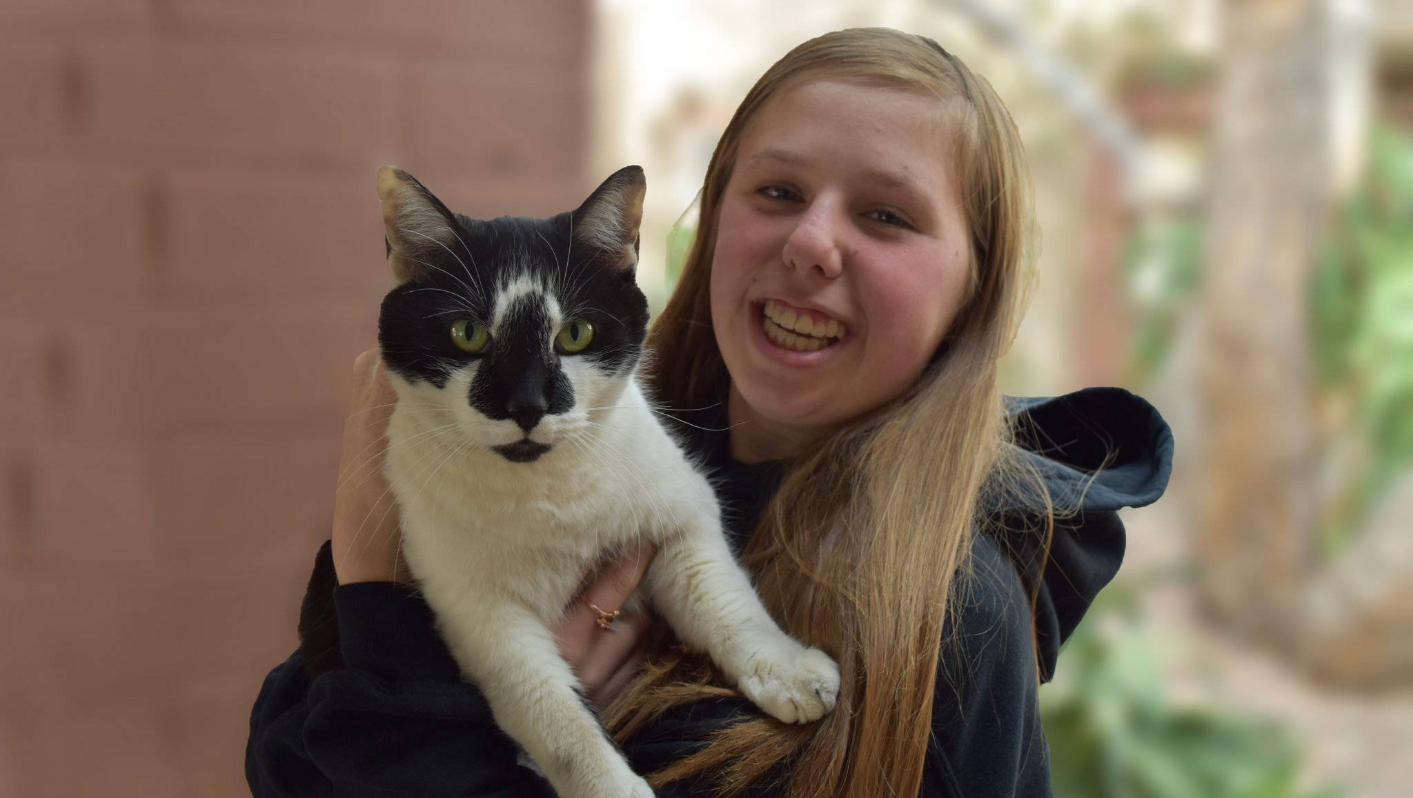 Karin holding Smokey the Cat