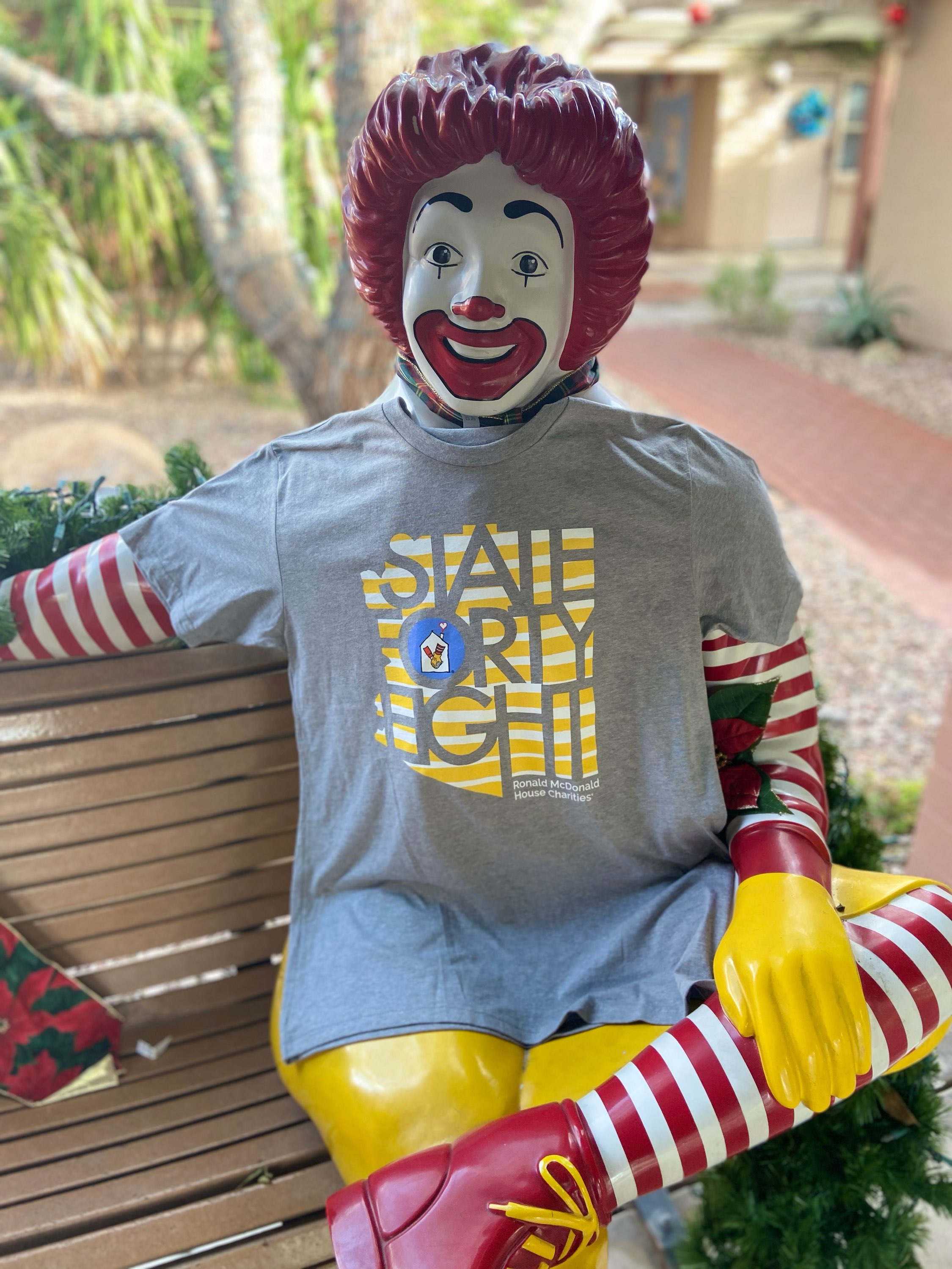 Ronald McDonald with the RMHC + State Forty Eight Shirt